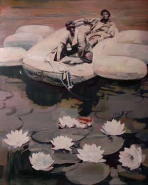 Water Flowers with Boat