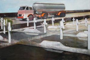 Landscape with Lorry and Crosses